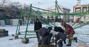 Подготовка новогоднего городка.