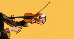 Девушка играет на скрипке.