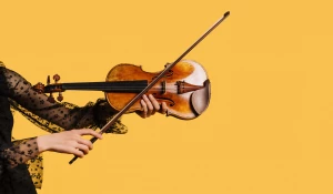 Девушка играет на скрипке.