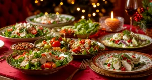 Новогодний стол. Еда. Салаты.