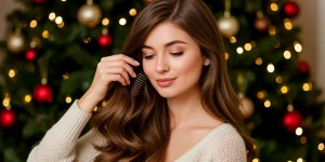 Девушка. Новый год. Уход за волосами. 