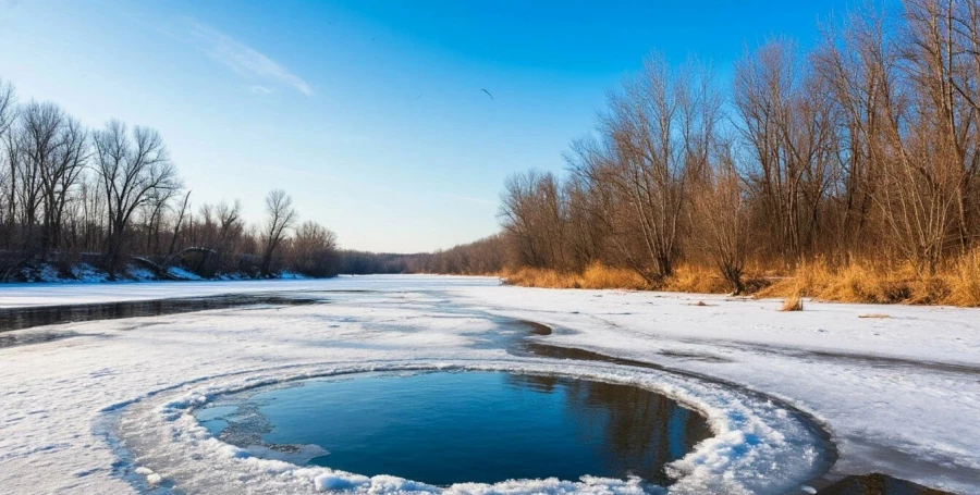 Зима. Прорубь