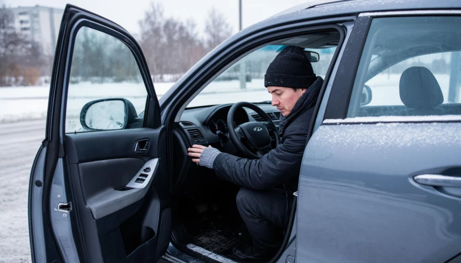 Морозы, автомобиль, машина, пассажир.