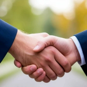 Мужчины пожимают руки. Рукопожатие