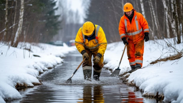 Вода, рабочие.