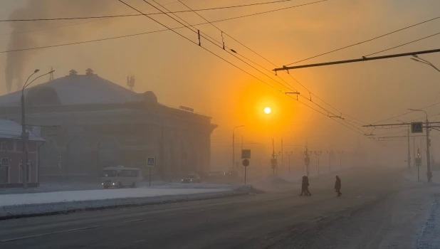 Зимний Барнаул. Холод. Мороз. Солнце. Утро.