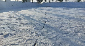 Треснувший лед на Оби, 19 января 2026. 