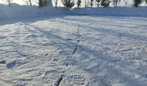 Треснувший лед на Оби, 19 января 2026. 