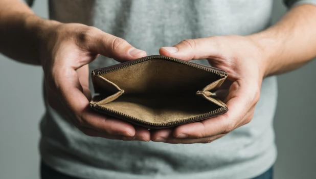 Банкротство. Отсутствие денег. Пустой кошелек. Деньги