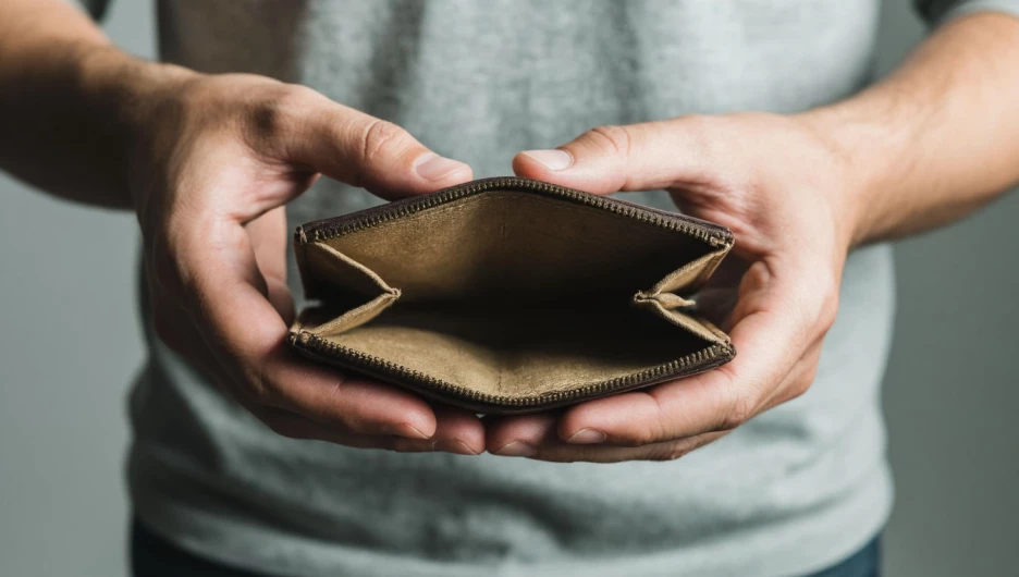 Банкротство. Отсутствие денег. Пустой кошелек. Деньги