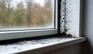Черная плесень на окне.