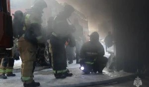 Пожар в подземном гараже на Взлетной