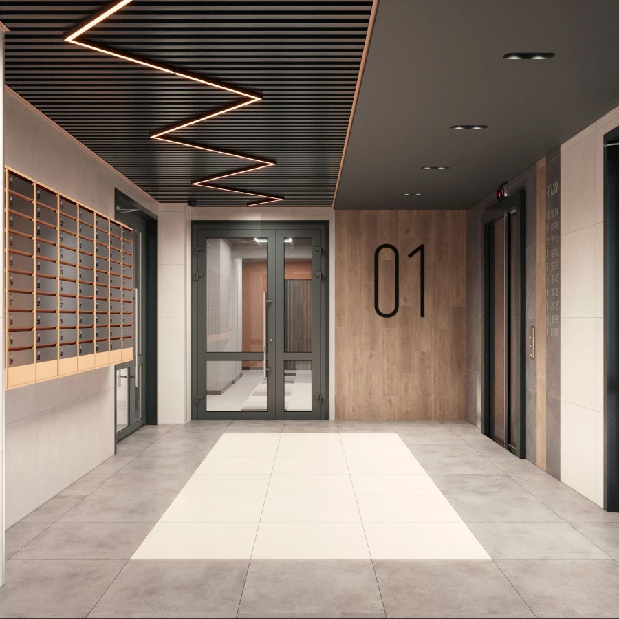 Визуализация второй очереди ЖК «СПЕКТР». Интерьер мест общего пользования.