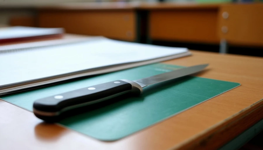 Нож.Школа. Нападение.