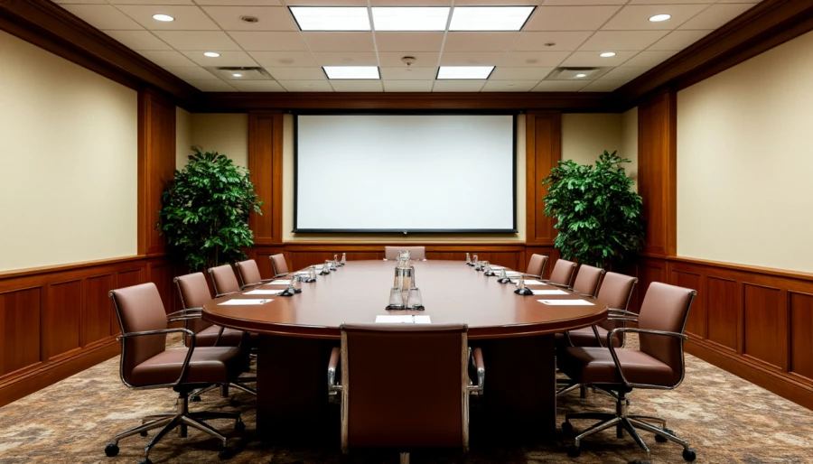 Зал переговоров. Стол переговоров.