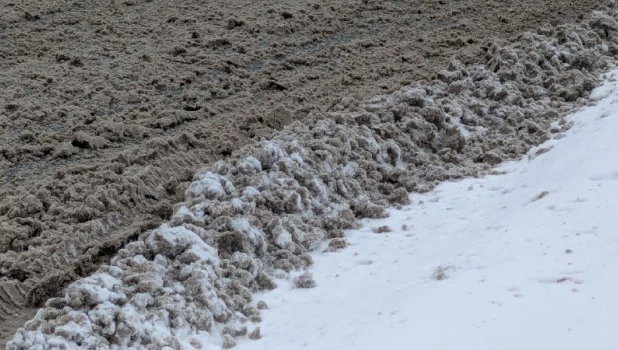 Снег. Песок. Грязь. Реагенты. Крупный план