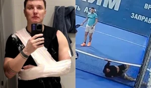 Михаил Сапронов после перелома руки.