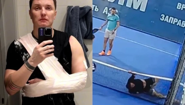 Михаил Сапронов после перелома руки.