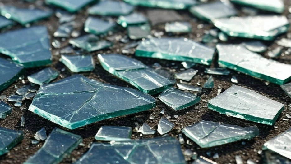 Разбитое стекло. Осколки.