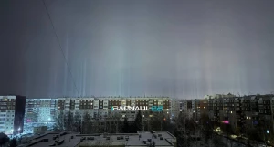 Световые столбы над Барнаулом.