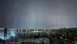 Световые столбы над Барнаулом.