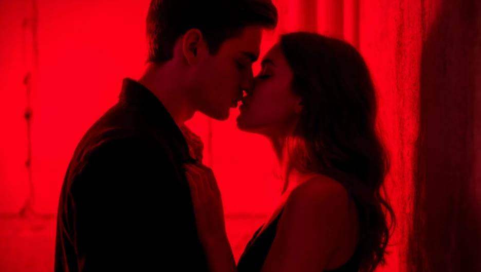 Поцелуй. Парень и девушка.