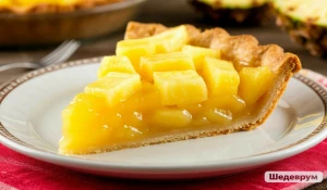 Пирог с ананасом. Еда. Блюдо. 