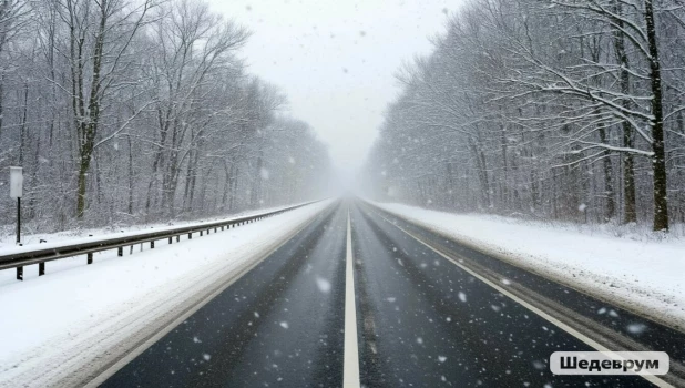 Трасса. Дорога. Метель.