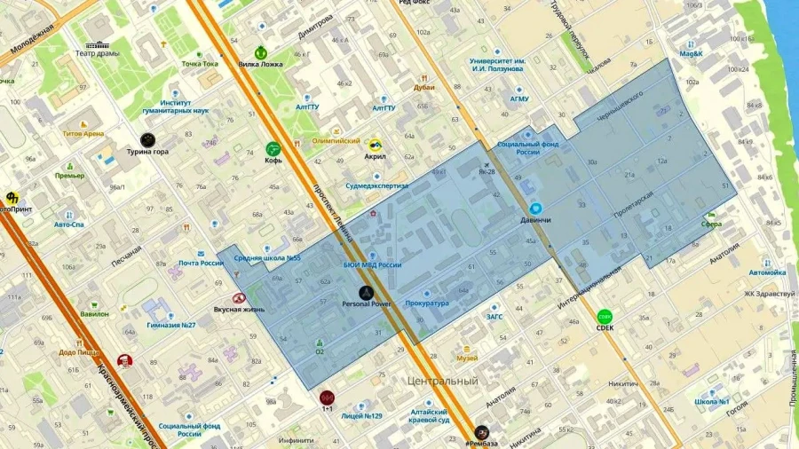 Зона снижения давления водоснабжения в связи с модернизацией сетей.