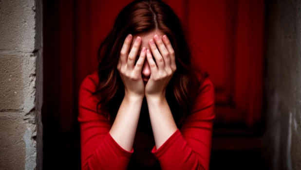 Девушка плачет. Страх.