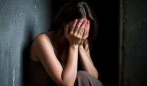 Девушка плачет. Страх.