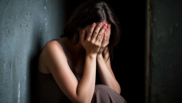 Девушка плачет. Страх.