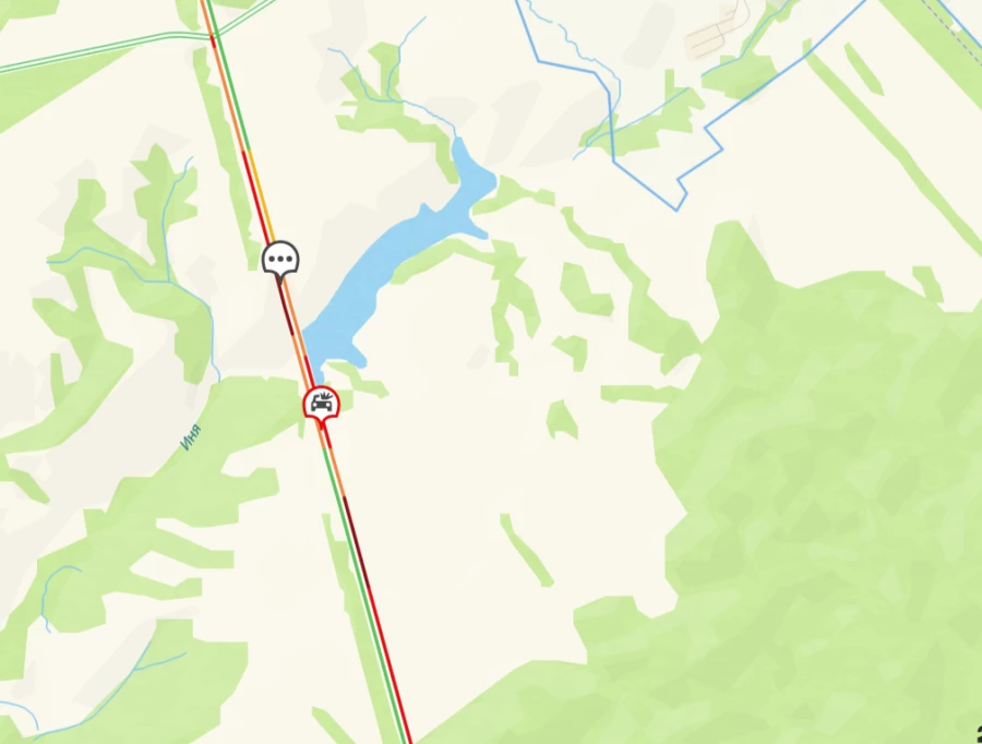 Пробка на Чуйском тракте после ДТП.