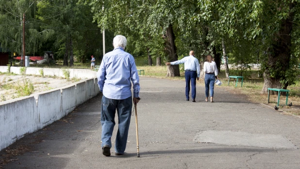 Пенсионер, парк, прохожий. 