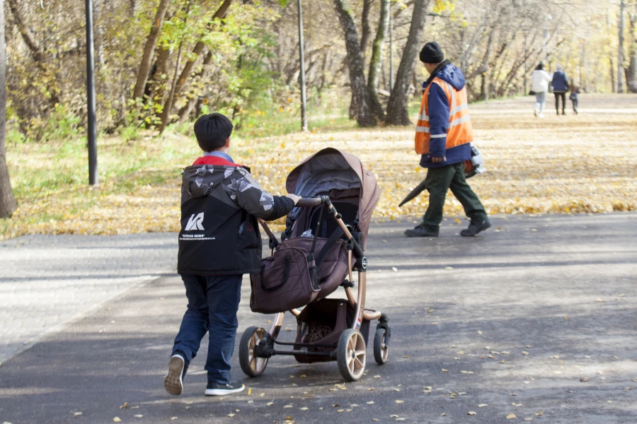 Ребенок с коляской. 