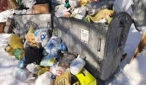 Мусорные баки переполнены.