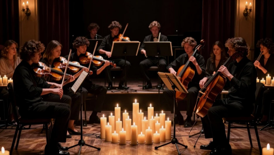 Оркестр при свечах.