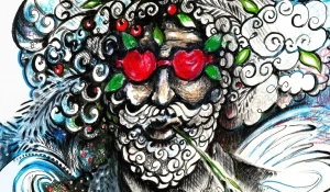 Иллюстрация с афиши. Объявление о премьере спектакля «Мой дедушка был вишней».