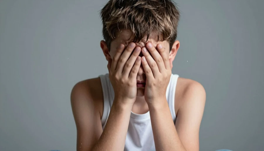 Мальчик. Слезы. Страх. Грусть.