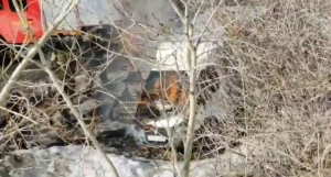 Горящая «Газель» в Барнауле.