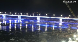 Ледоход на Оби ночью. 