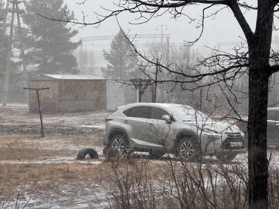 Апрельский снегопад в Новоалтайске.