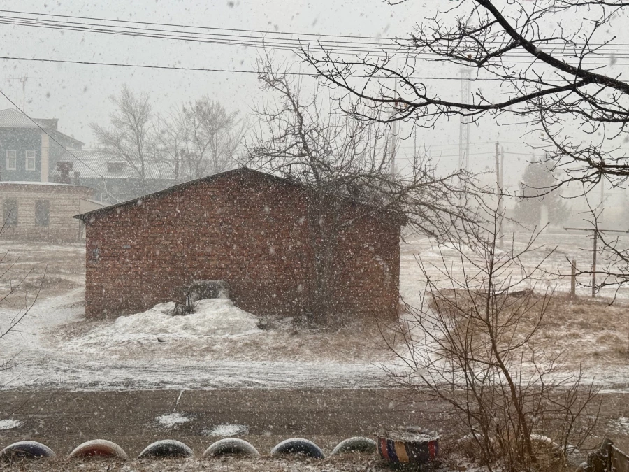 Апрельский снегопад в Новоалтайске.