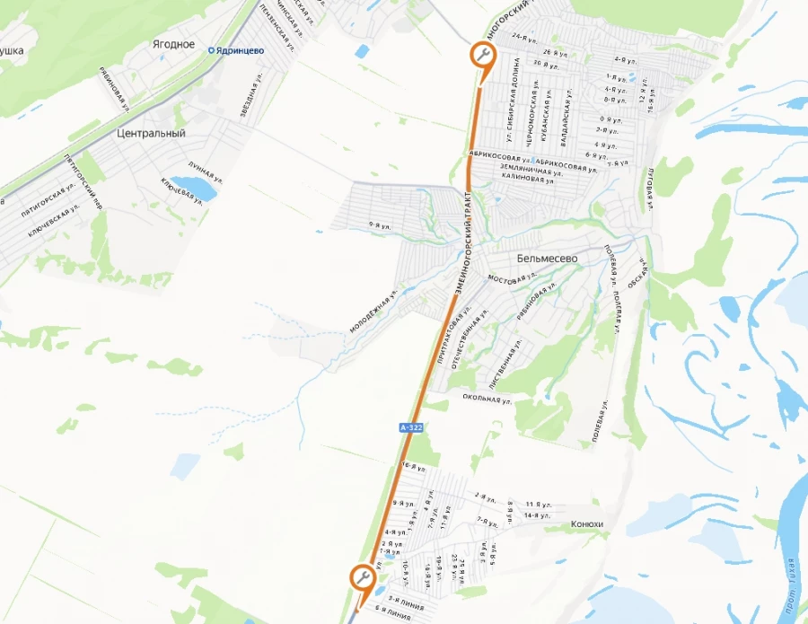 Ремонт на трассе А-322.