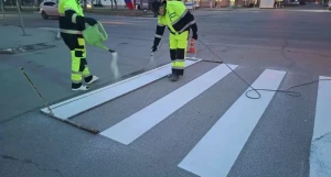 Нанесение новой разметки в Барнауле.