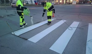 Нанесение новой разметки в Барнауле.
