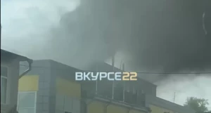 Пожар на хлебозаводе №4 в Барнауле.