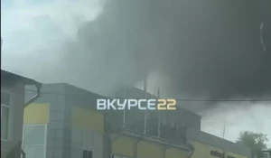 Пожар на хлебозаводе №4 в Барнауле.