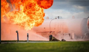 Пожар на газовой заправочной станции в Барнауле.
