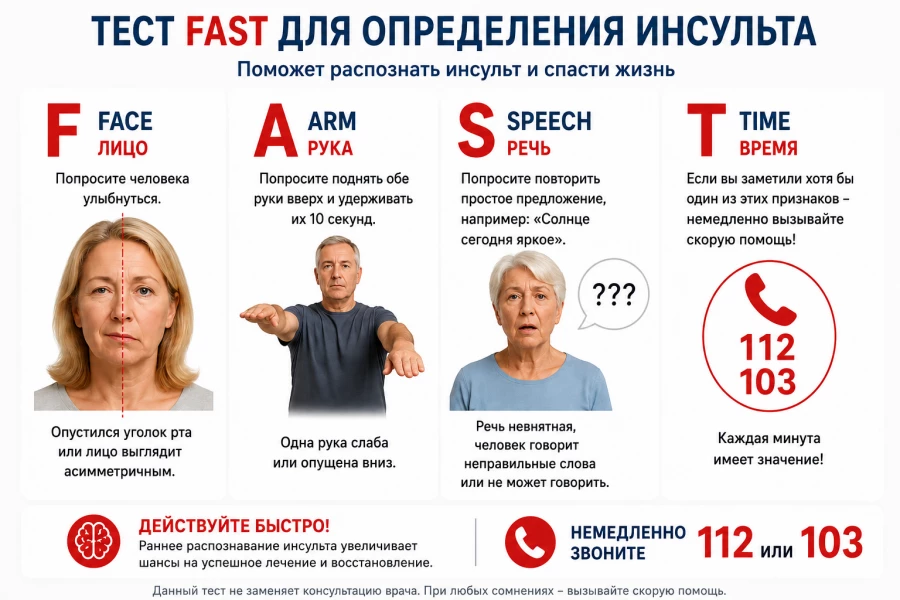 Инсульт, тест, FAST, медицина